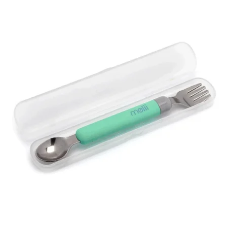 Melii Σετ Κουτάλι και Πιρούνι σε Θήκη Mint/Grey